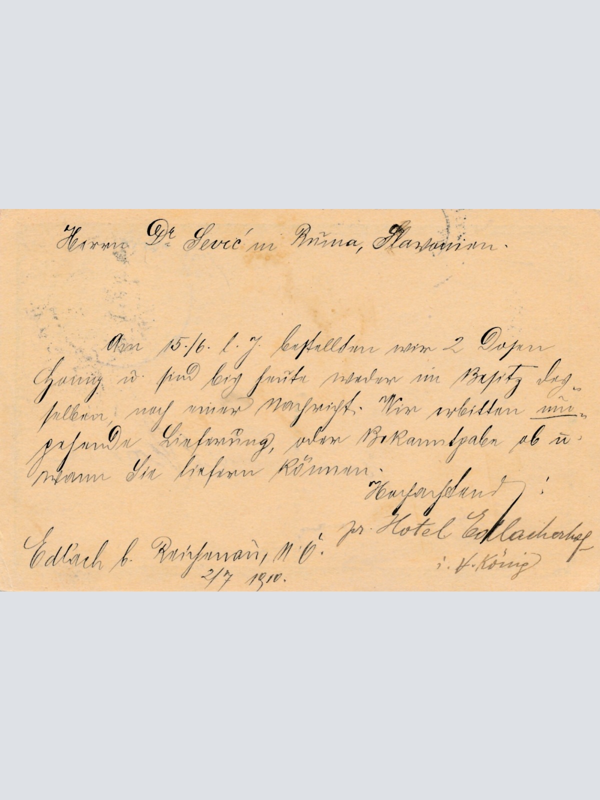 5 Heller Ganzsachen - Karte 1910 aus Edlach (12523)