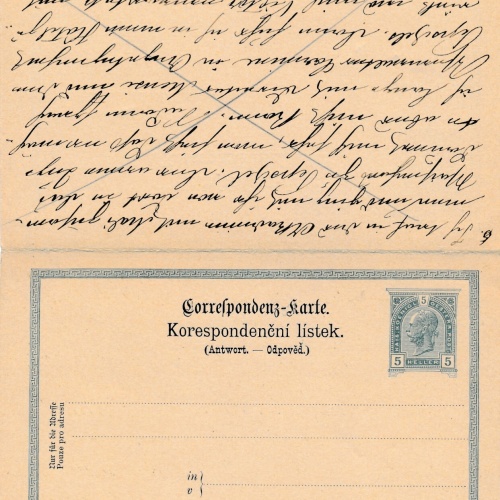 5 Heller Ganzsachen - Karte 1905 aus Praha - Prag + Antwortkarte (12525)