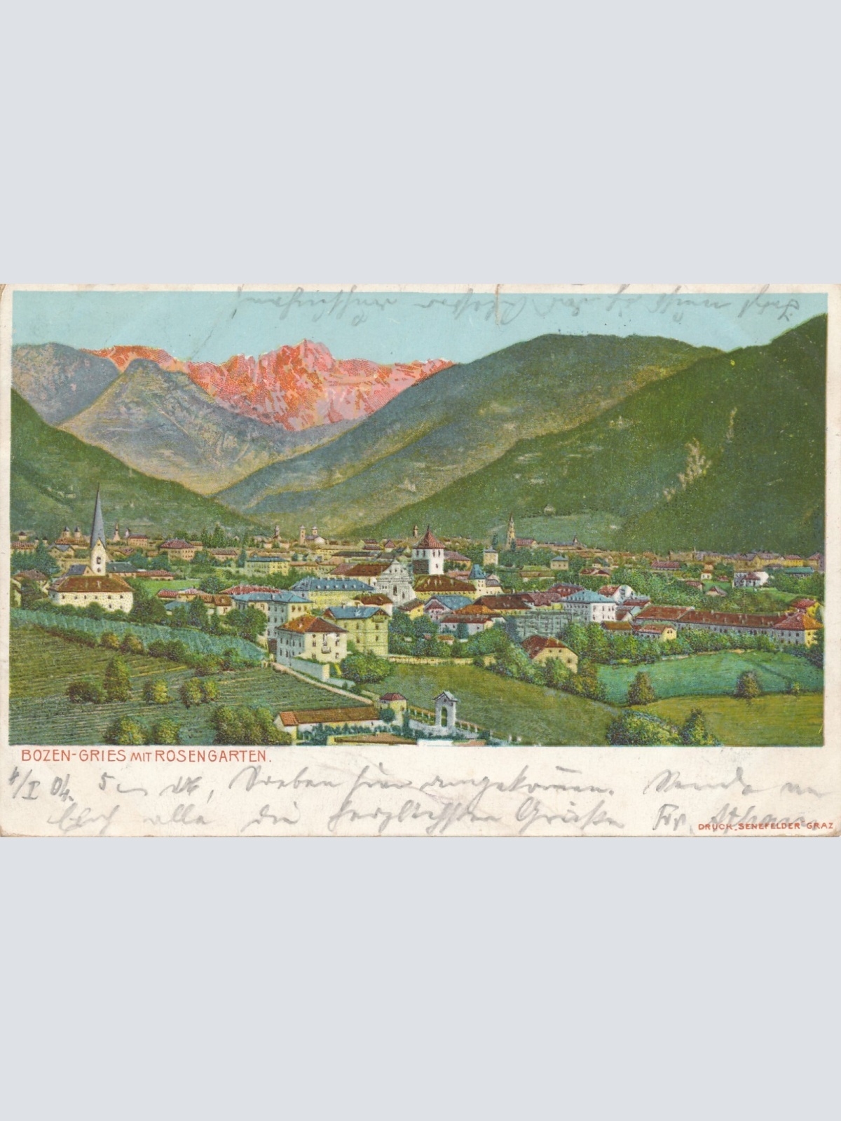 AK aus Bozen - Gries mit Rosengarten Italien Ansichtskarte (12572)