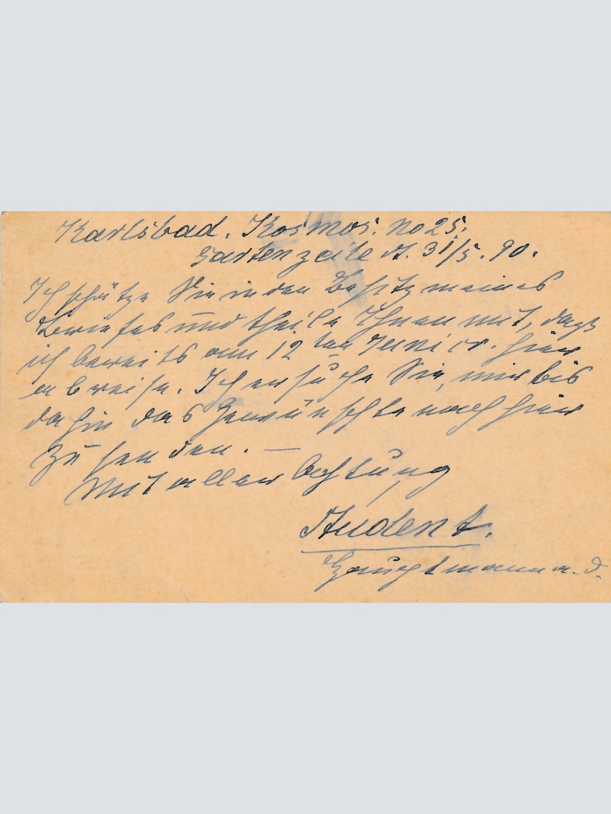 2 Kreuzer - Ganzsachen - Karte 1890 aus Karlsbad Stadt (12294)