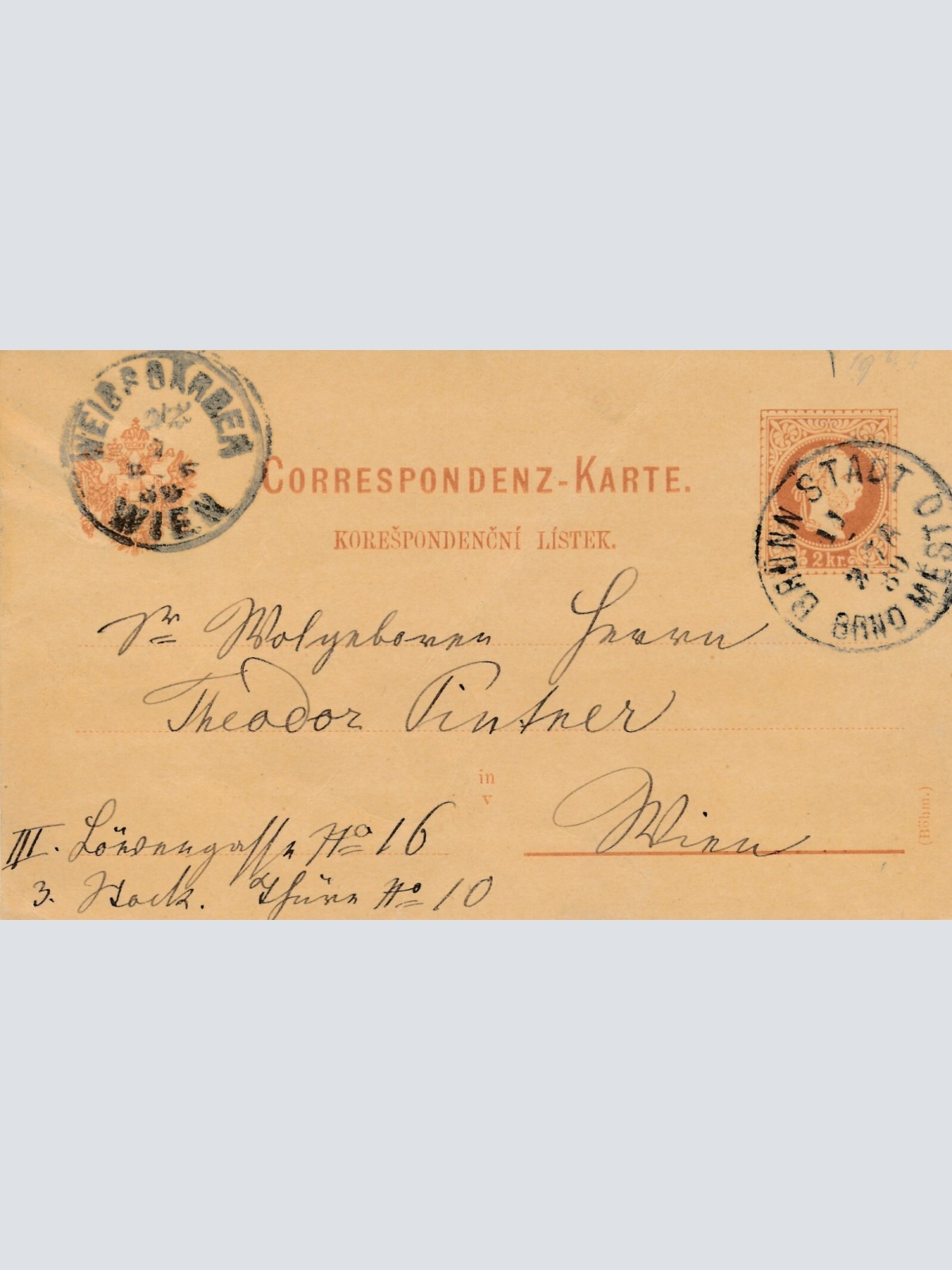 2 Kreuzer - Ganzsachen - Karte 1880 aus Brünn Stadt (12299)