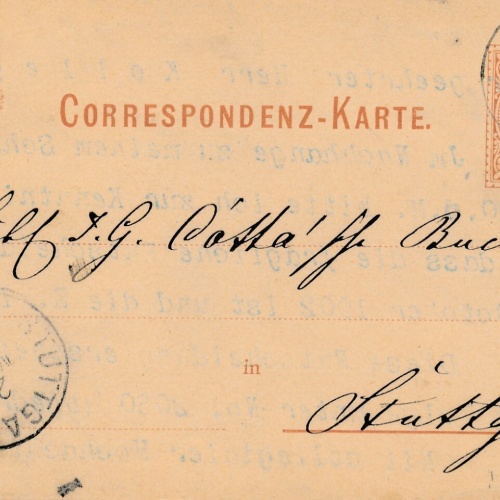 2 Kreuzer - Ganzsachen - Karte 1877 aus Eger Bahnhof (12300)