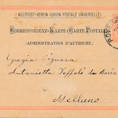 5 Kreuzer - Ganzsachen - Karte 1890 aus Roveredo (12319)