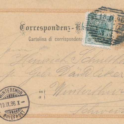 2 Kreuzer - Ganzsachen - Karte 1896 aus Bozen Stadt + 3 Kreuzer ZF (12306)