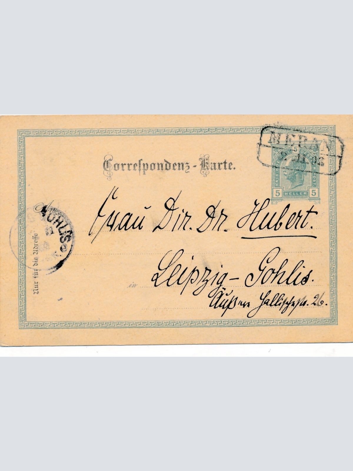 5 Heller - Ganzsachen - Karte 1903 aus Meran (12311)