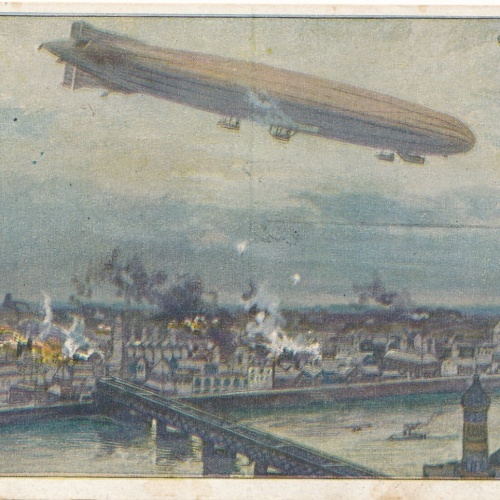 AK Zeppelin über Warschau von Hans Rudolf Schulze Ansichtskarte (11356)