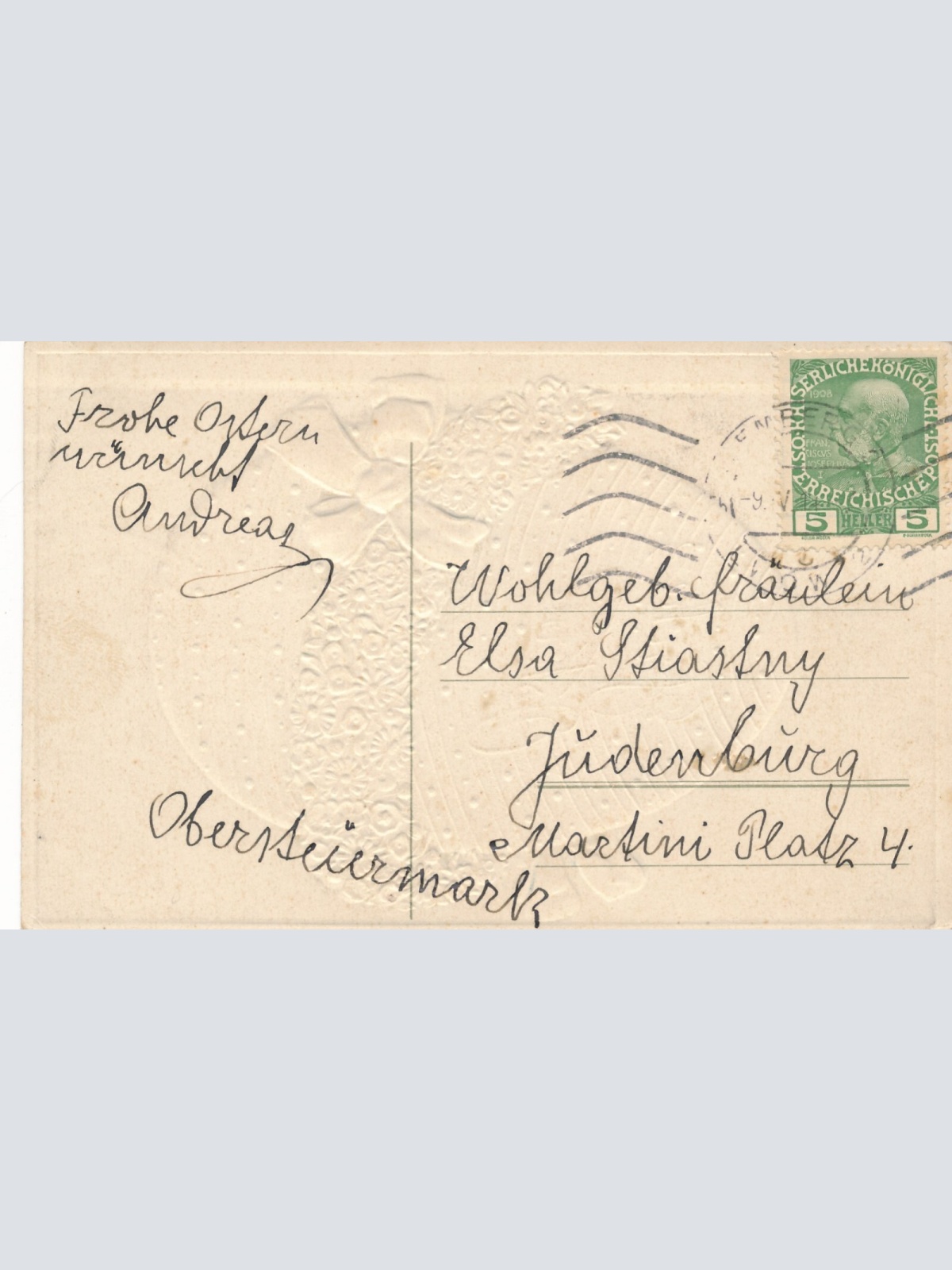 Präge - Motiv - Karte Fröhliche Ostern mit Ei Ansichtskarte (11838)