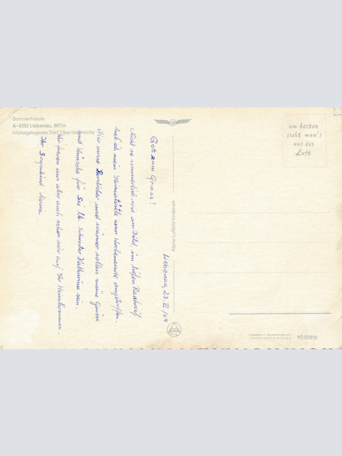 AK aus Liebenau Oberösterreich Fliegerfoto Ansichtskarte (J335)