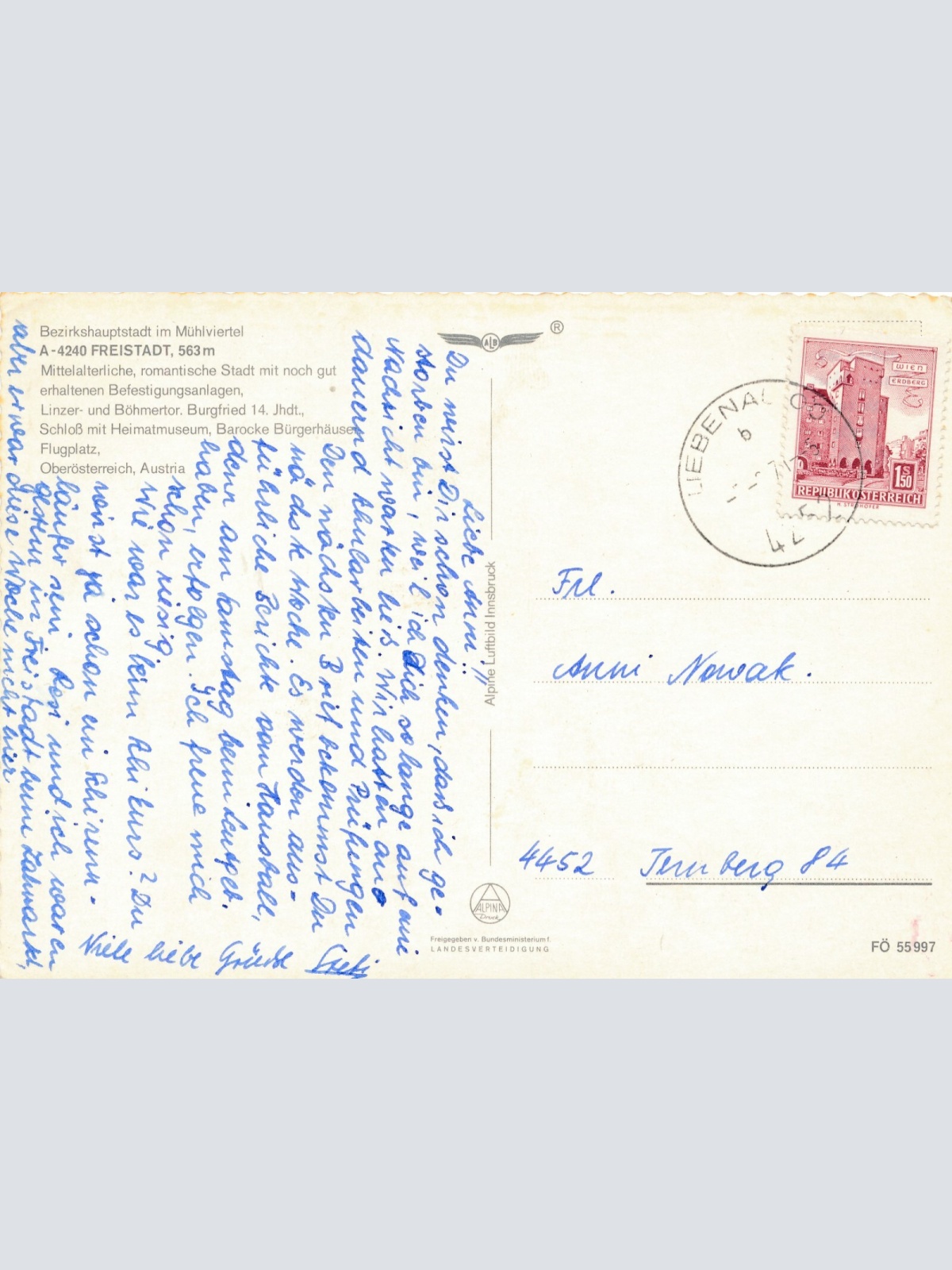 AK aus Freistadt Oberösterreich Fliegerfoto Ansichtskarte (J361)