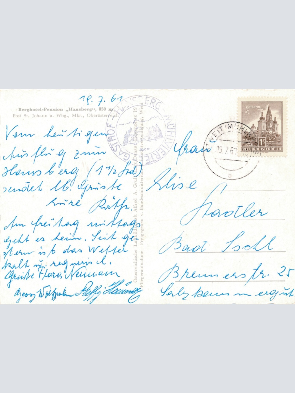 AK aus St. Johann mit Berghotel Hansberg Fliegerfoto Ansichtskarte (J362)