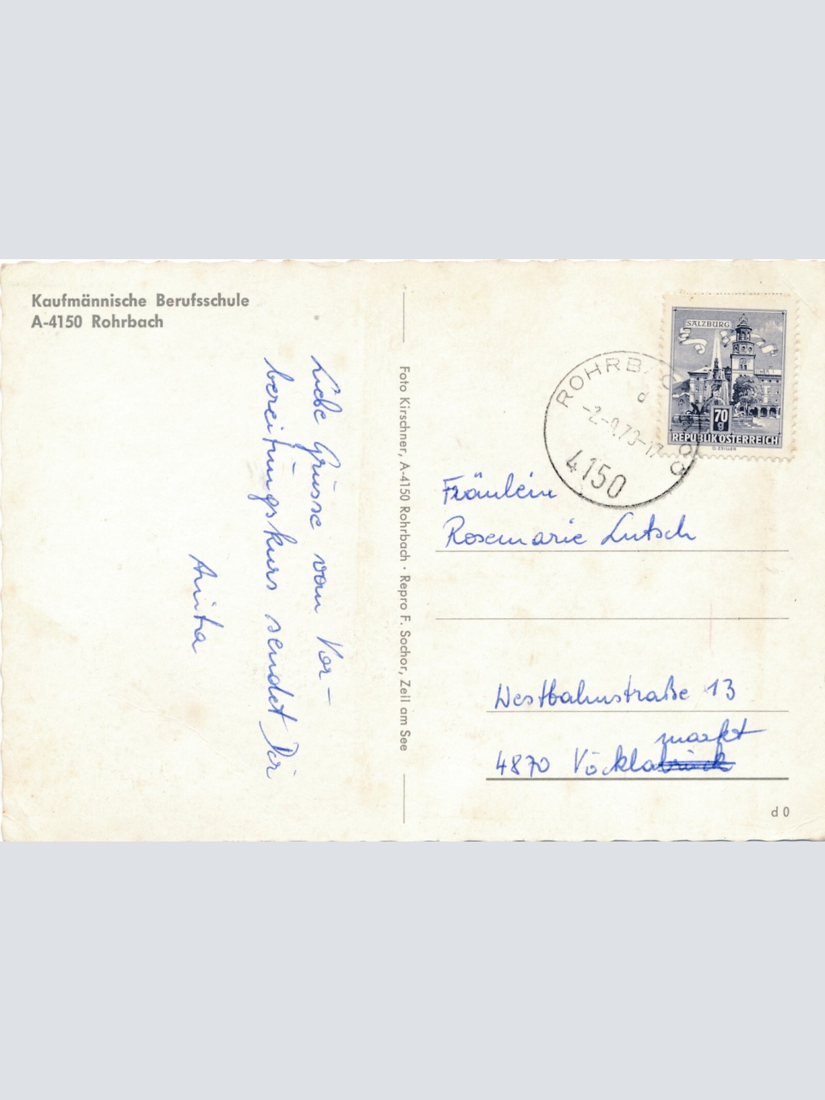 AK aus Rohrbach mit kaufmännischer Berufsschule Ansichtskarte (J366)