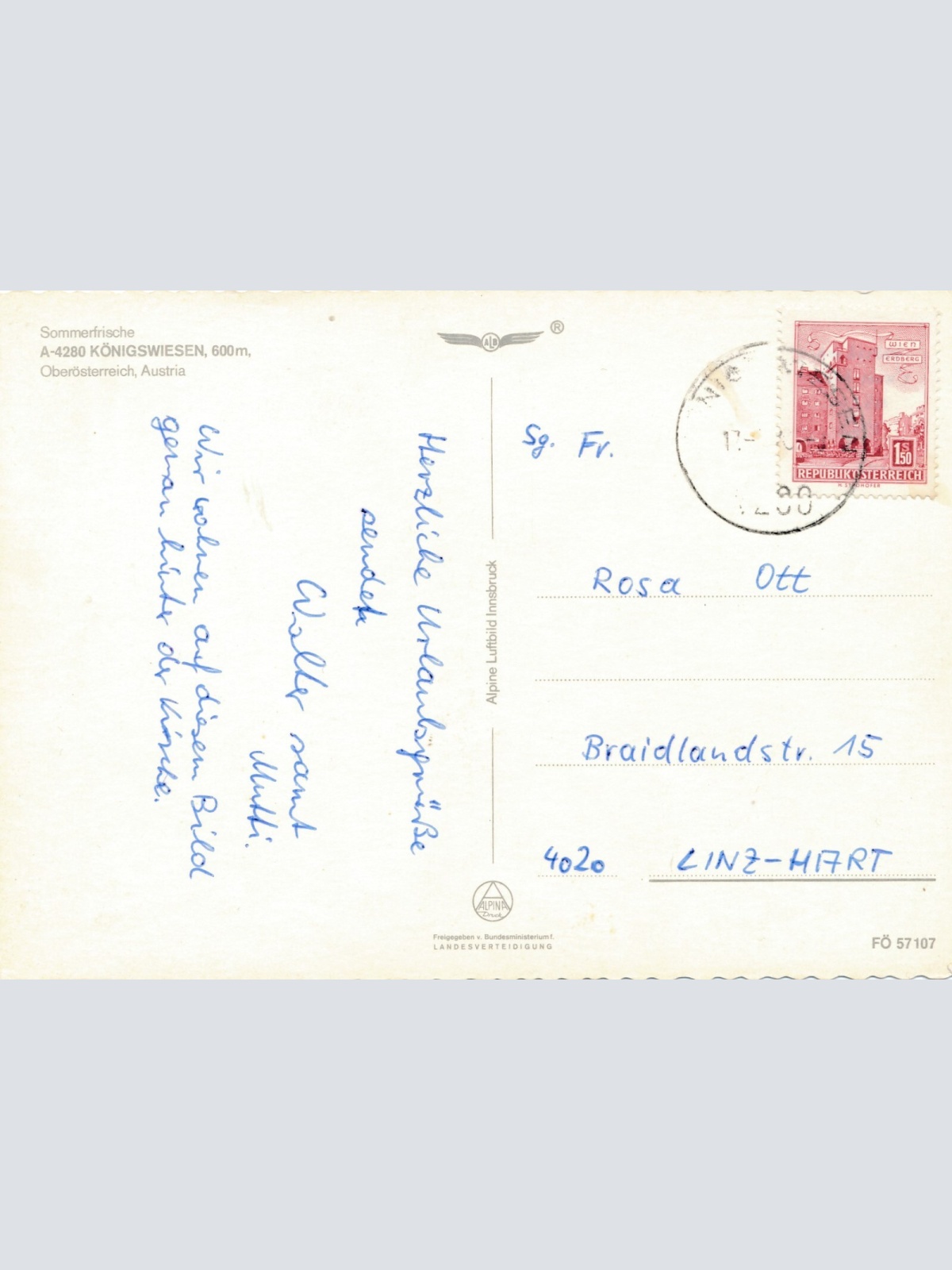 AK aus Königswiesen Oberösterreich Fliegerfoto Ansichtskarte (J344)