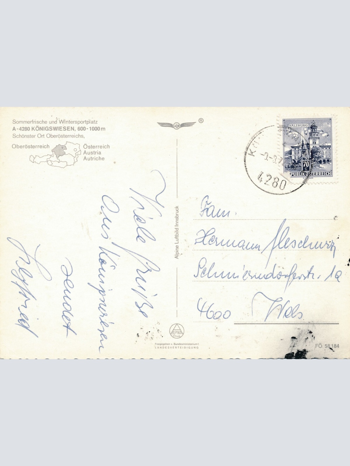 AK aus Königswiesen Oberösterreich Fliegerfoto Ansichtskarte (J346)