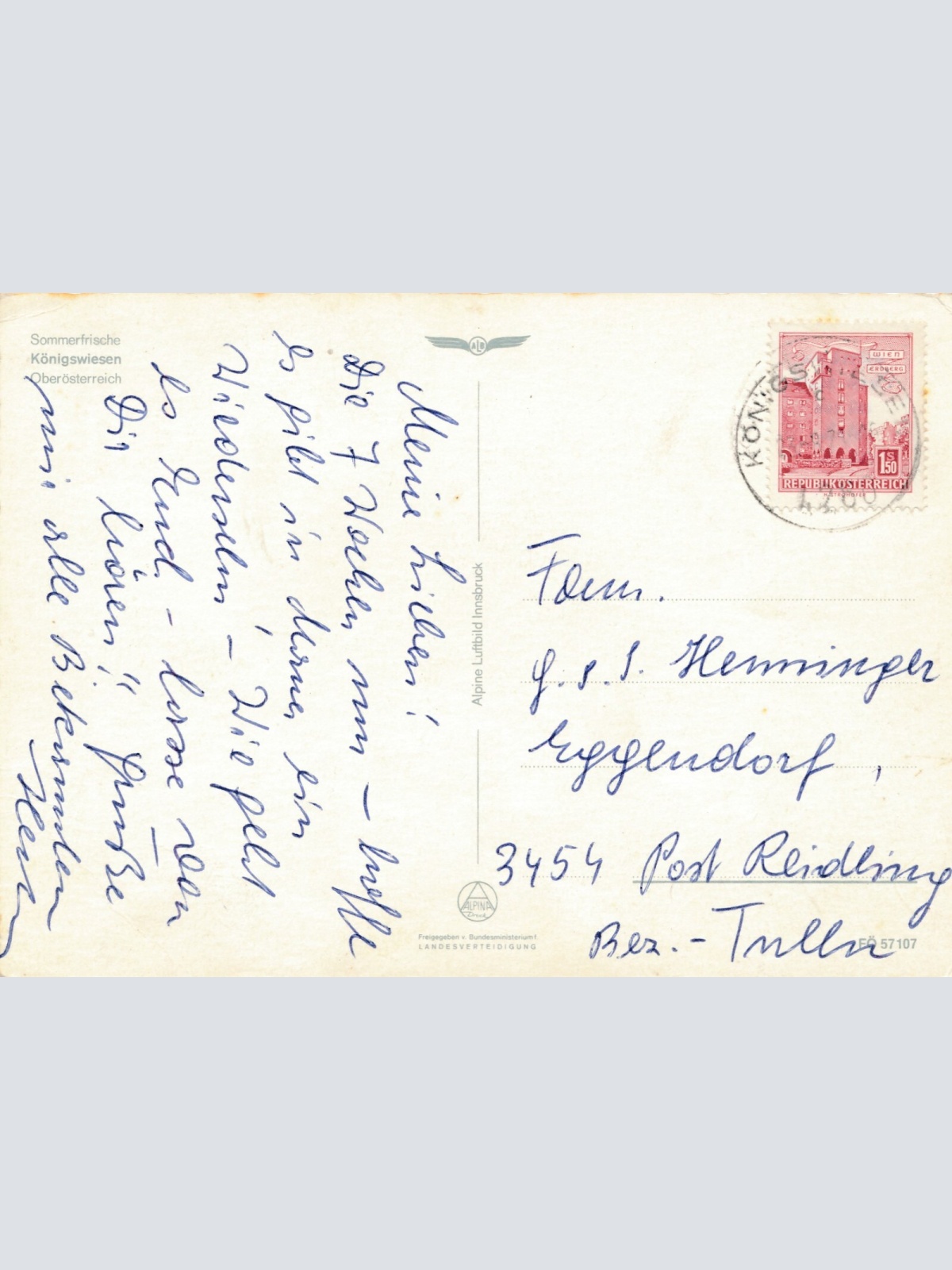 AK aus Königswiesen Oberösterreich Fliegerfoto Ansichtskarte (J347)