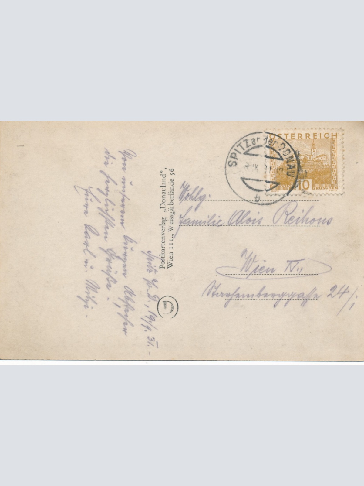 AK Burgruine Hinterhaus mit Spitz Niederösterreich Ansichtskarte (12706)