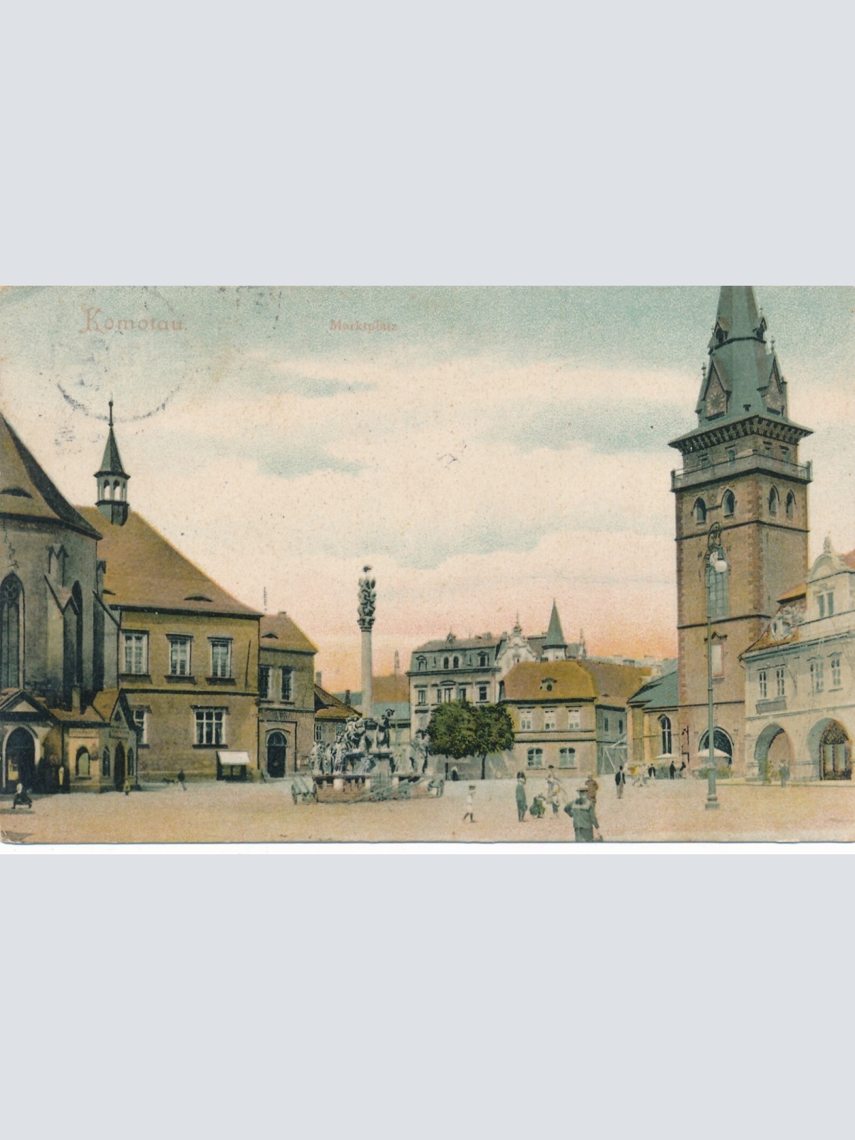 AK aus Komotau Marktplatz Tschechoslowakei Ansichtskarte (12467)