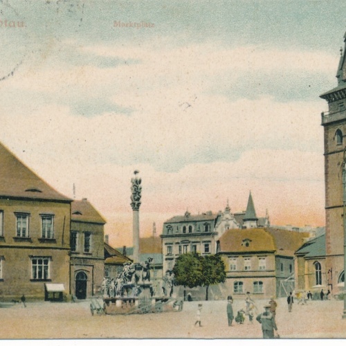 AK aus Komotau Marktplatz Tschechoslowakei Ansichtskarte (12467)