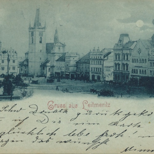 Mondschein - Karte gruss aus Leitmeritz Tschechoslowakei Ansichtskarte (12466)