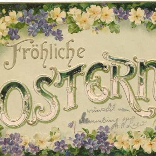 Präge - Motiv - Karte Fröhliche Ostern Ansichtskarte (12321)