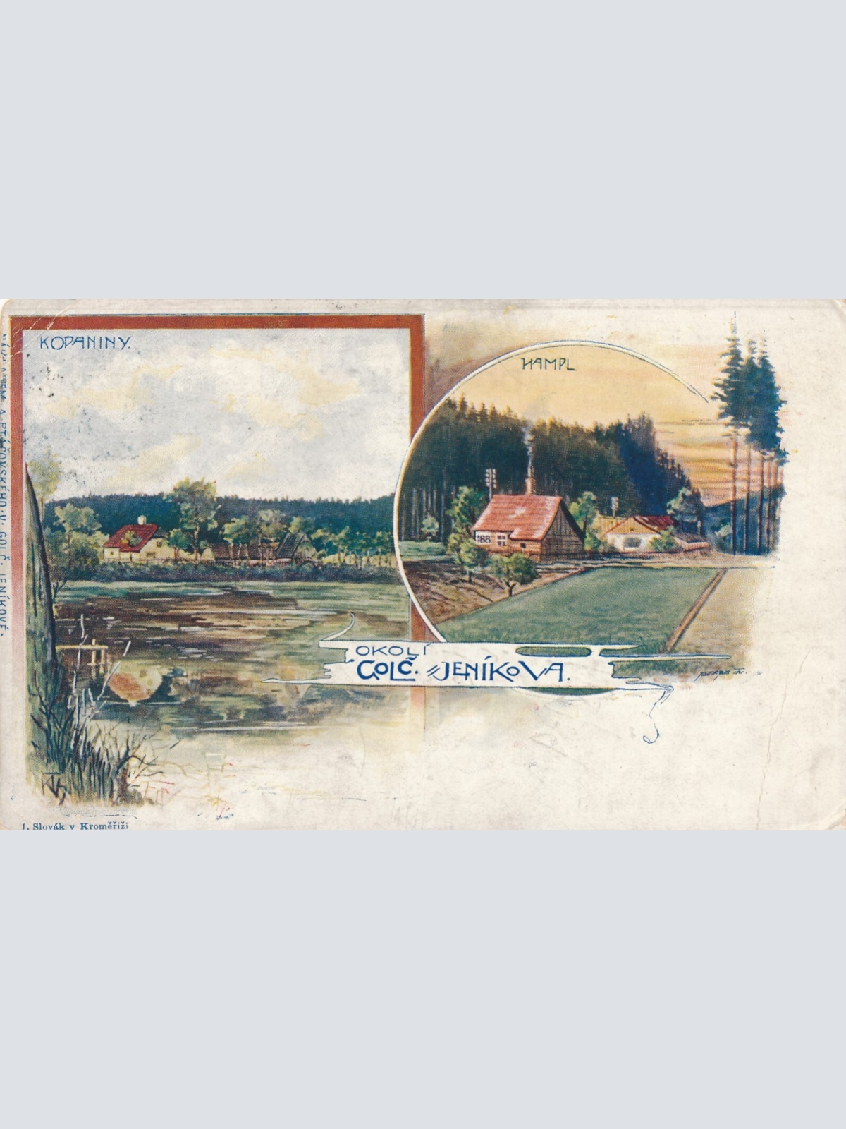 Litho - Karte aus Kopaniny Okoli Colc Jeinikova Tschechoslowakei  (12472)