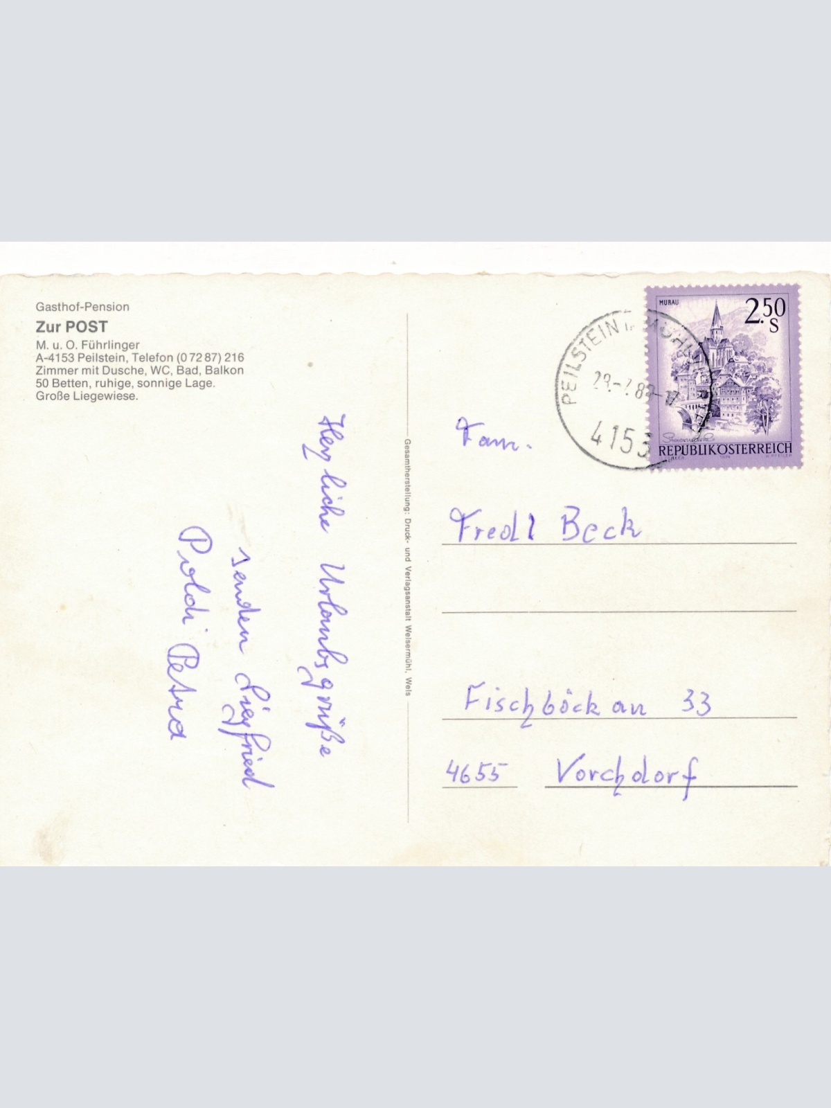 AK aus Peilstein mit Gasthof zur Post Oberösterreich Ansichtskarte (J371)
