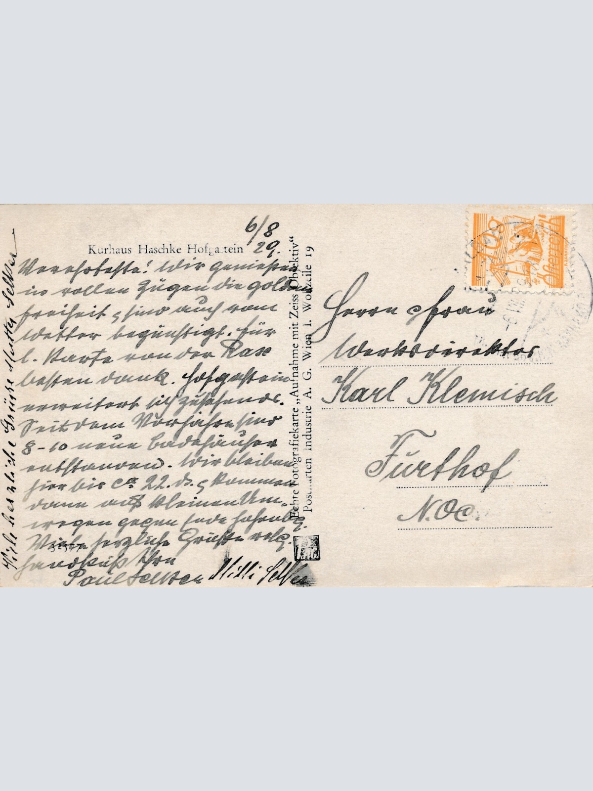 AK aus Hofgastein Kurhaus Haschke Salzburg Ansichtskarte (13421)