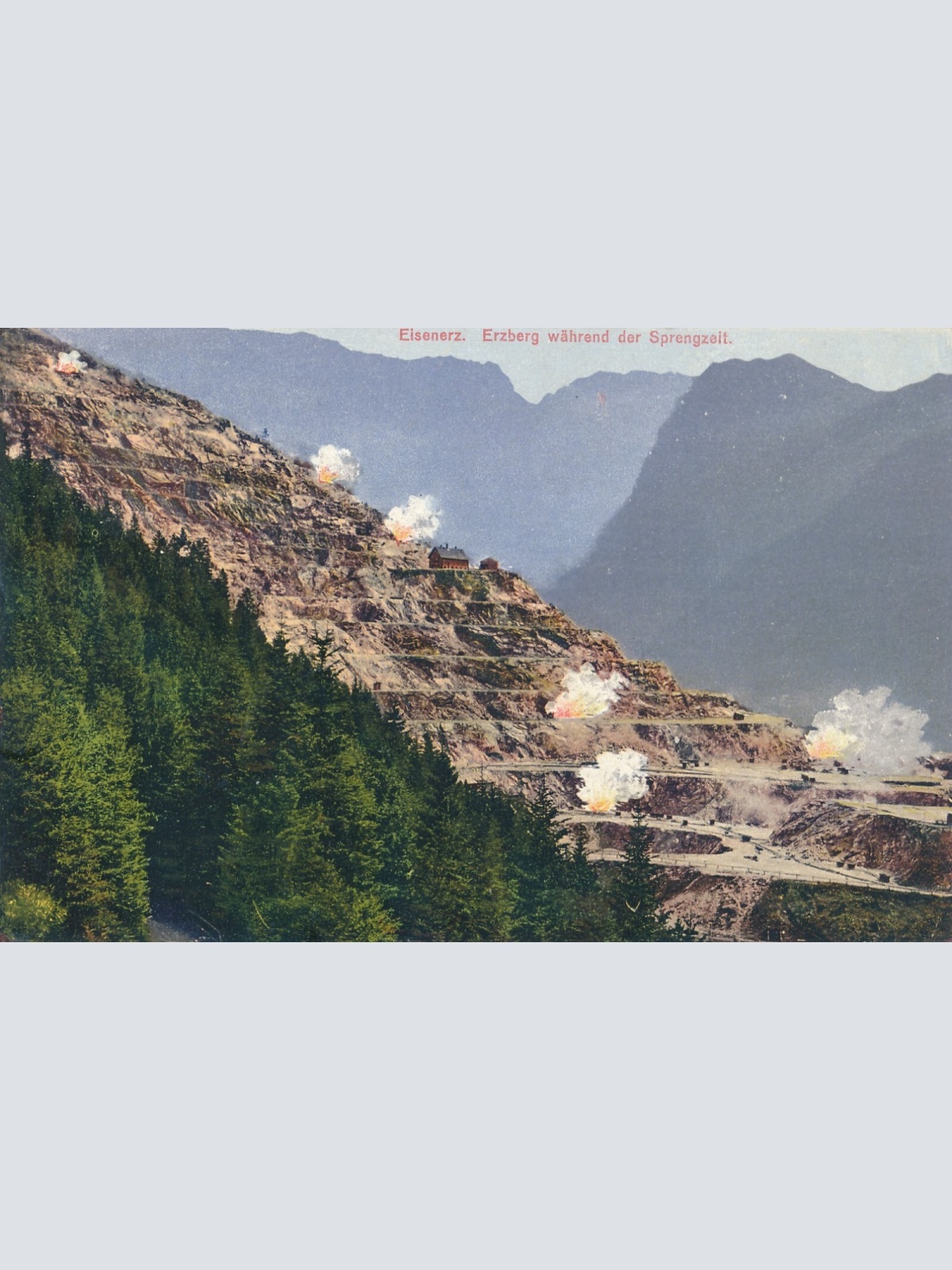 AK aus Eisenerz während der Sprengzeit Steiermark Ansichtskarte (13032)
