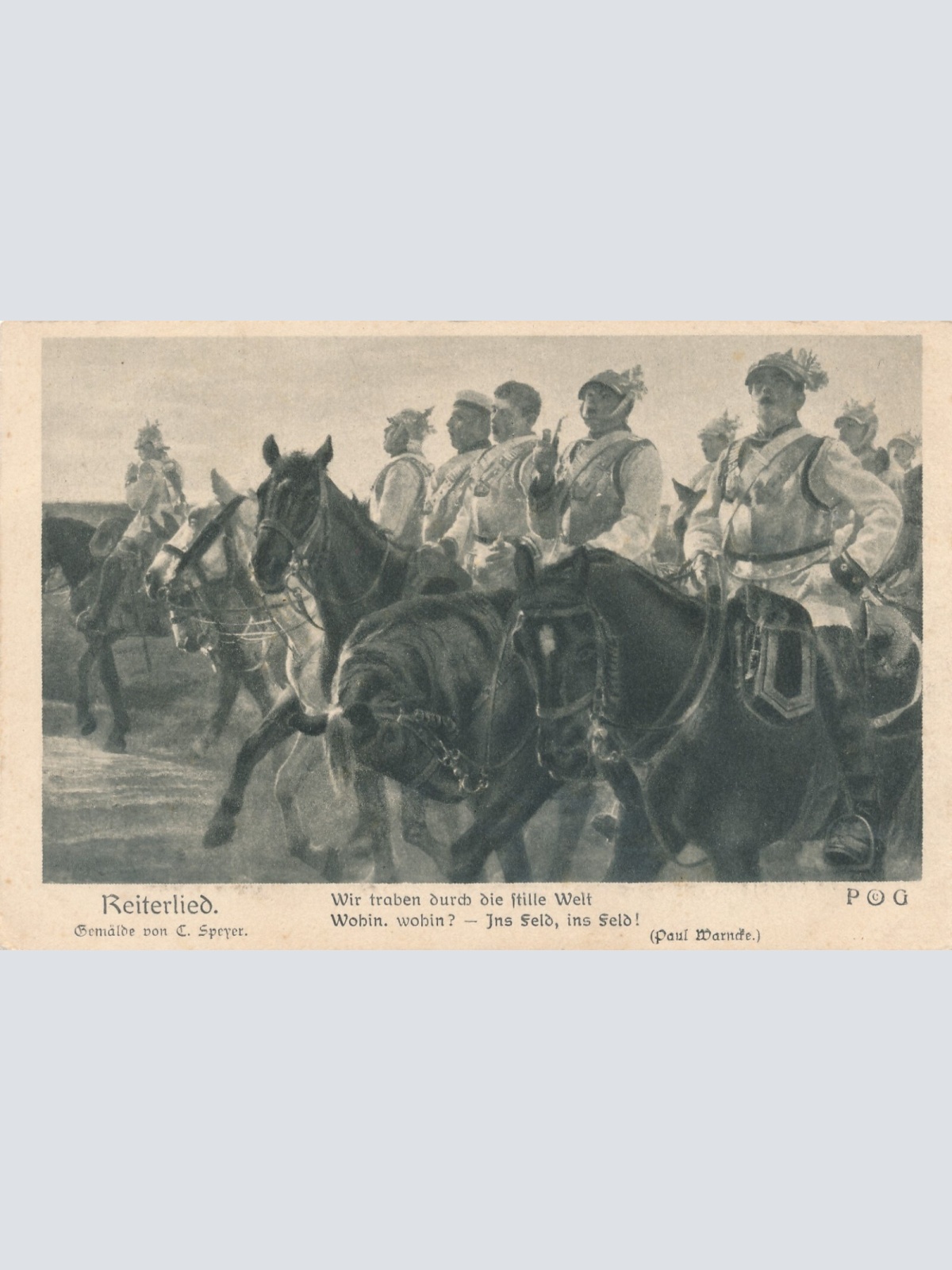 AK Reiterlied Wir traben durch die stille Welt Ansichtskarte (13503)