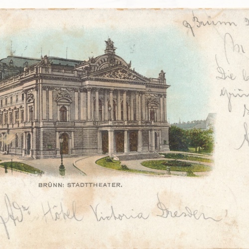 Litho - Karte aus Brünn Stadttheater Tschechoslowakei Ansichtskarte (13219)