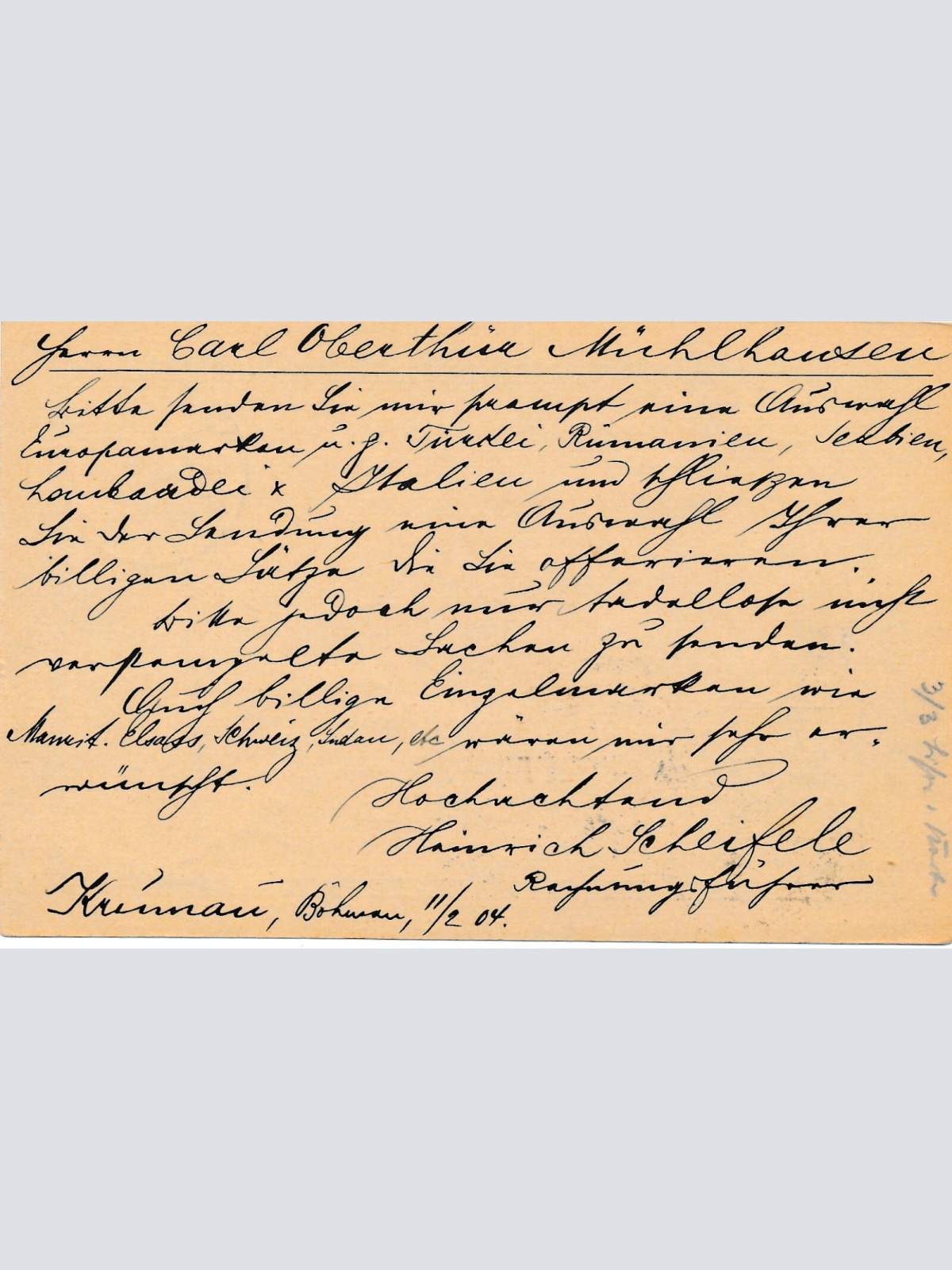 5 Heller - Ganzsachen - Karte 1904 aus Krumau (13362)