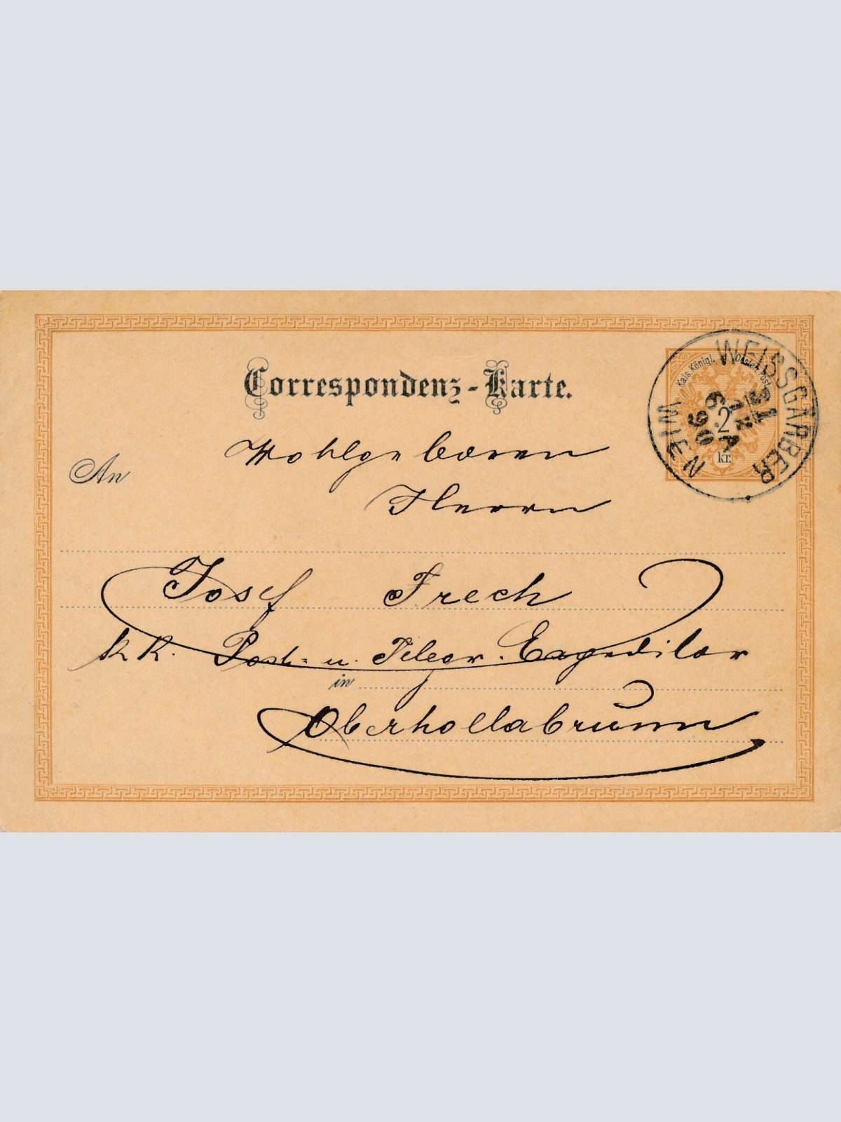 2 Kreuzer - Ganzsachen - Karte 1890 aus Wien Weissgärber (13559)