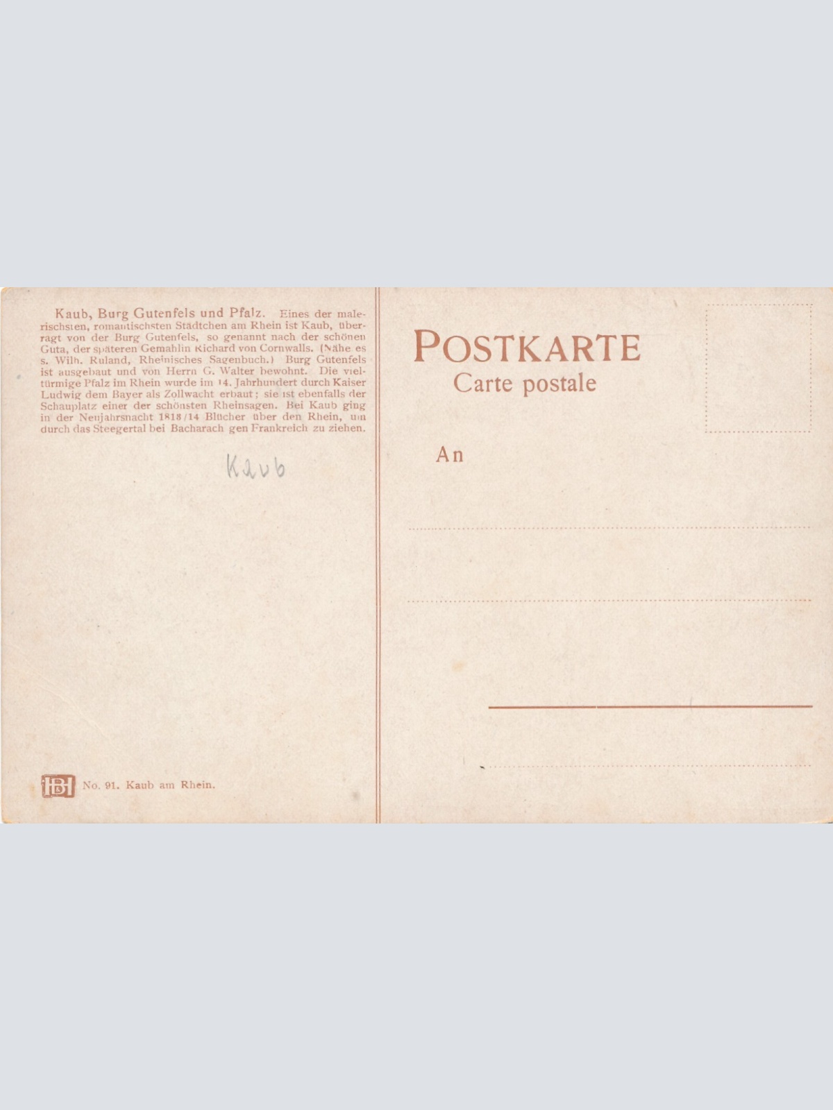 AK, Kaub, Rheinland-Pfalz, Ansichtskarte (S3631)