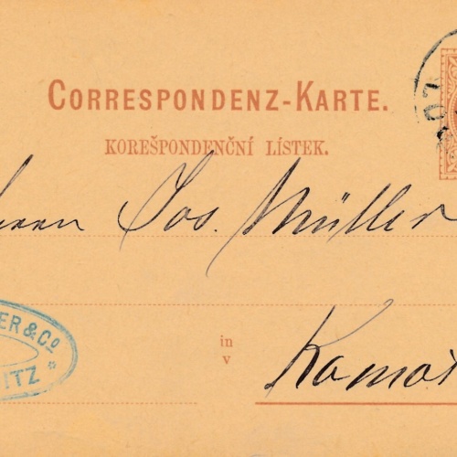 2 Kreuzer - Ganzsachen - Karte 1874 aus Laun (13579)