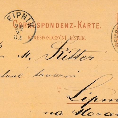 2 Kreuzer - Ganzsachen - Karte 1882 aus Kremsier Römeritz (13580)