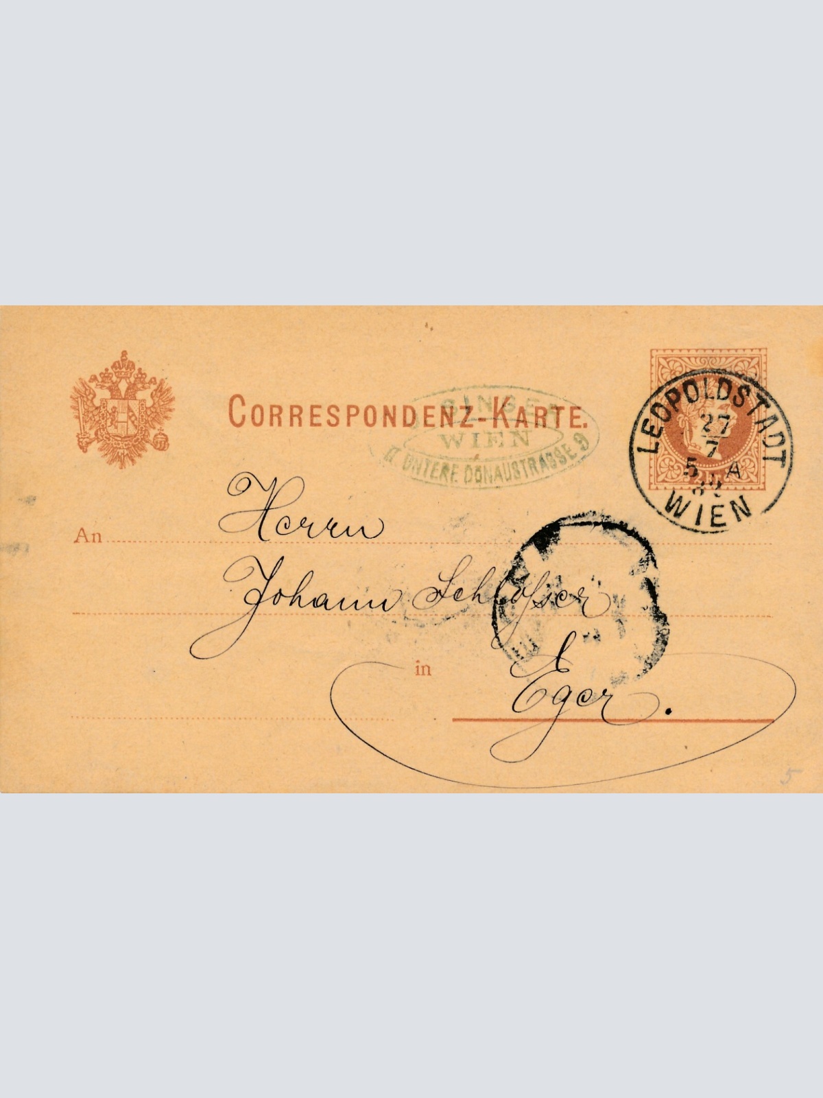 2 Kreuzer - Ganzsachen - Karte 1882 aus Wien Leopoldstadt (13562)