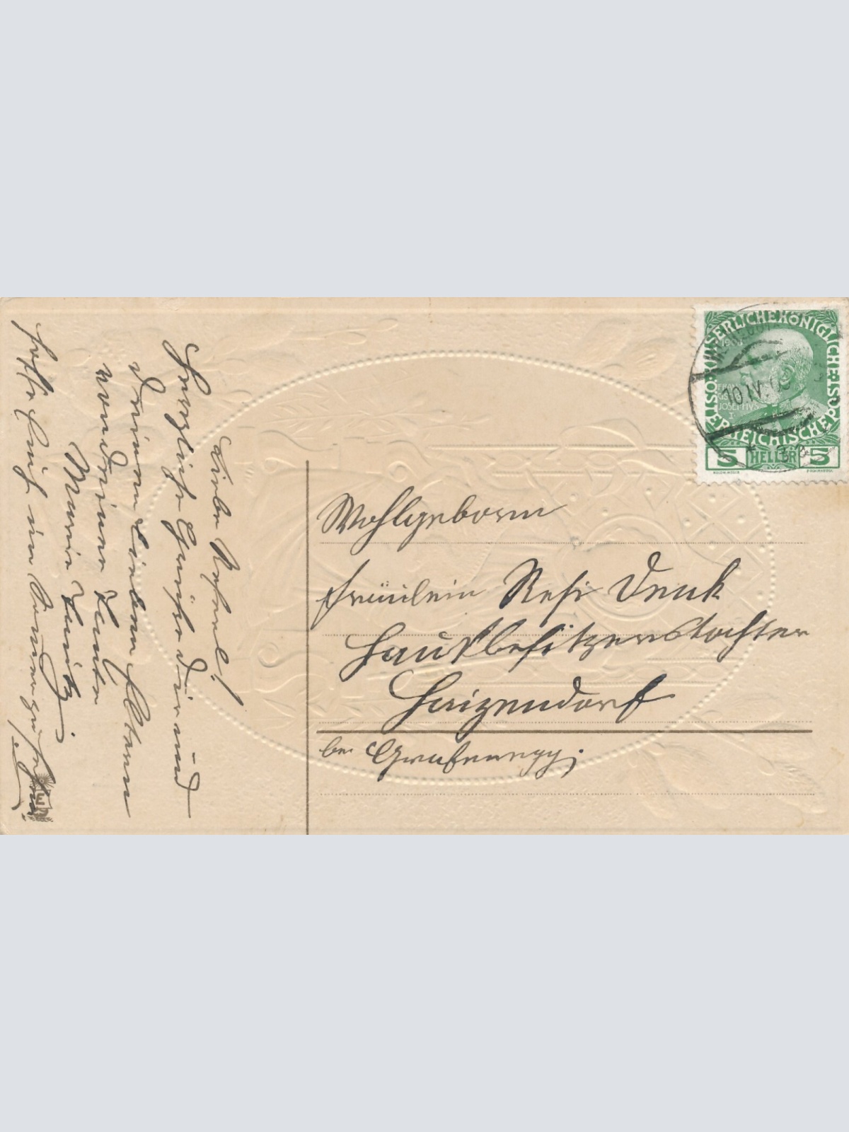 Präge - Motiv - Karte Frohe Ostern Engel mit Lamm Ansichtskarte (13260)