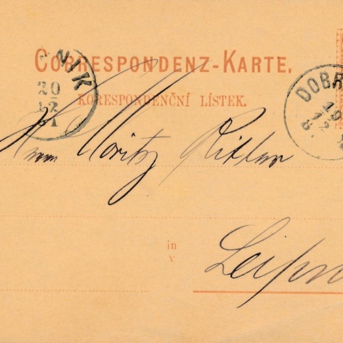 2 Kreuzer - Ganzsachen - Karte 1884 aus Dobruschka (13596)