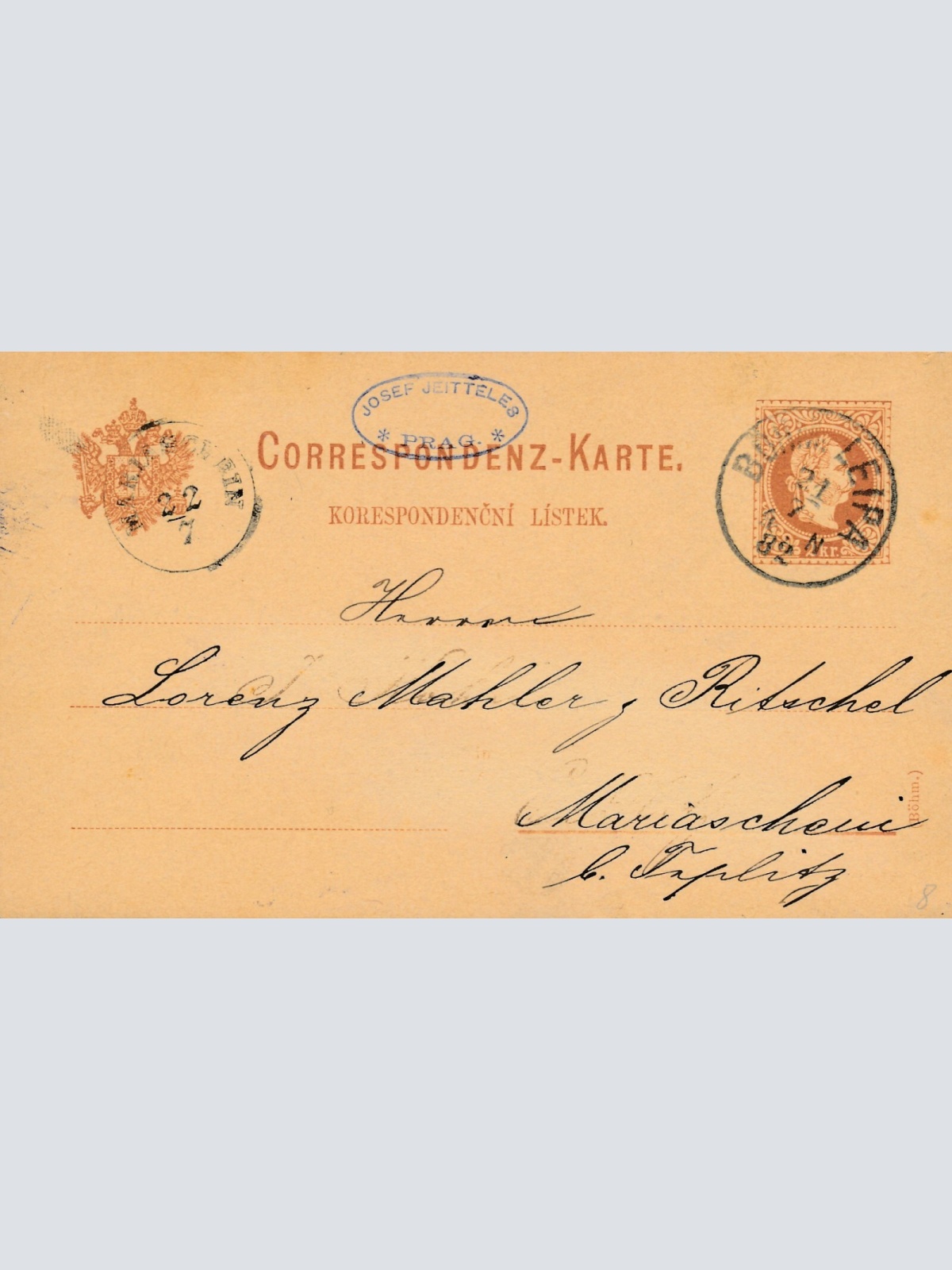 2 Kreuzer - Ganzsachen - Karte 1882 aus Böhm. Leipa (13597)