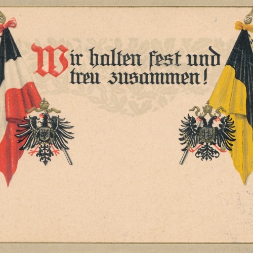 Präge-Karte, Wir halten fest und treu zusammen, Ansichtskarte (S3687)