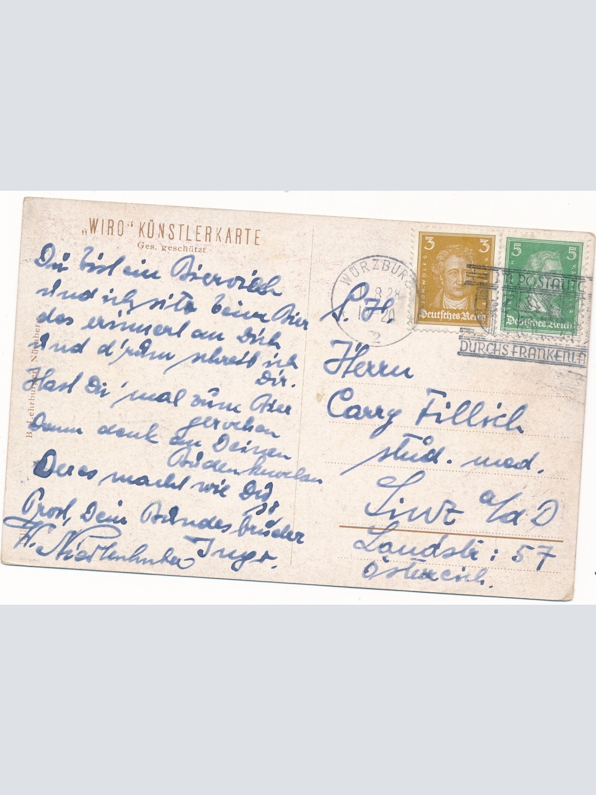 AK, Würzburg, Bayern, Ansichtskarte (S3969)