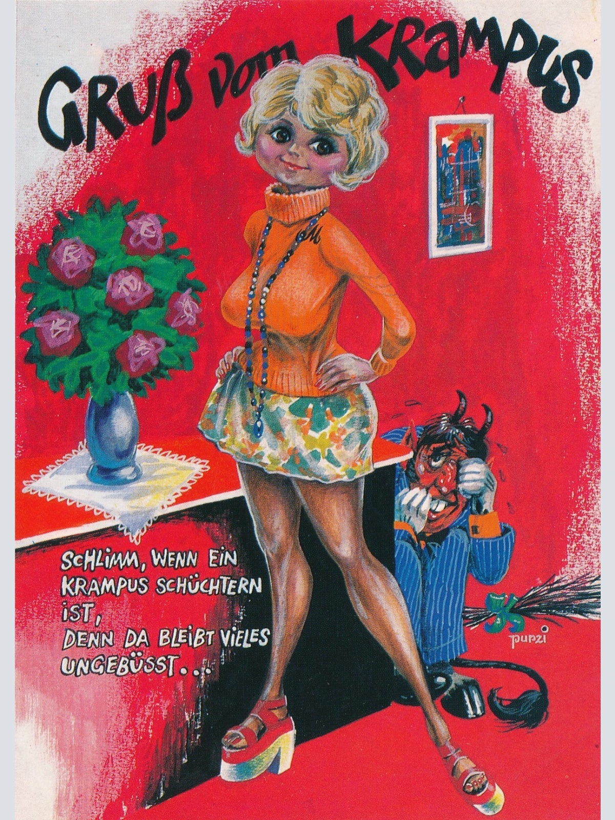 AK, Gruß vom Krampus, Schlimm wenn ein Krampus schüchtern, Ansichtskarte (S4149)