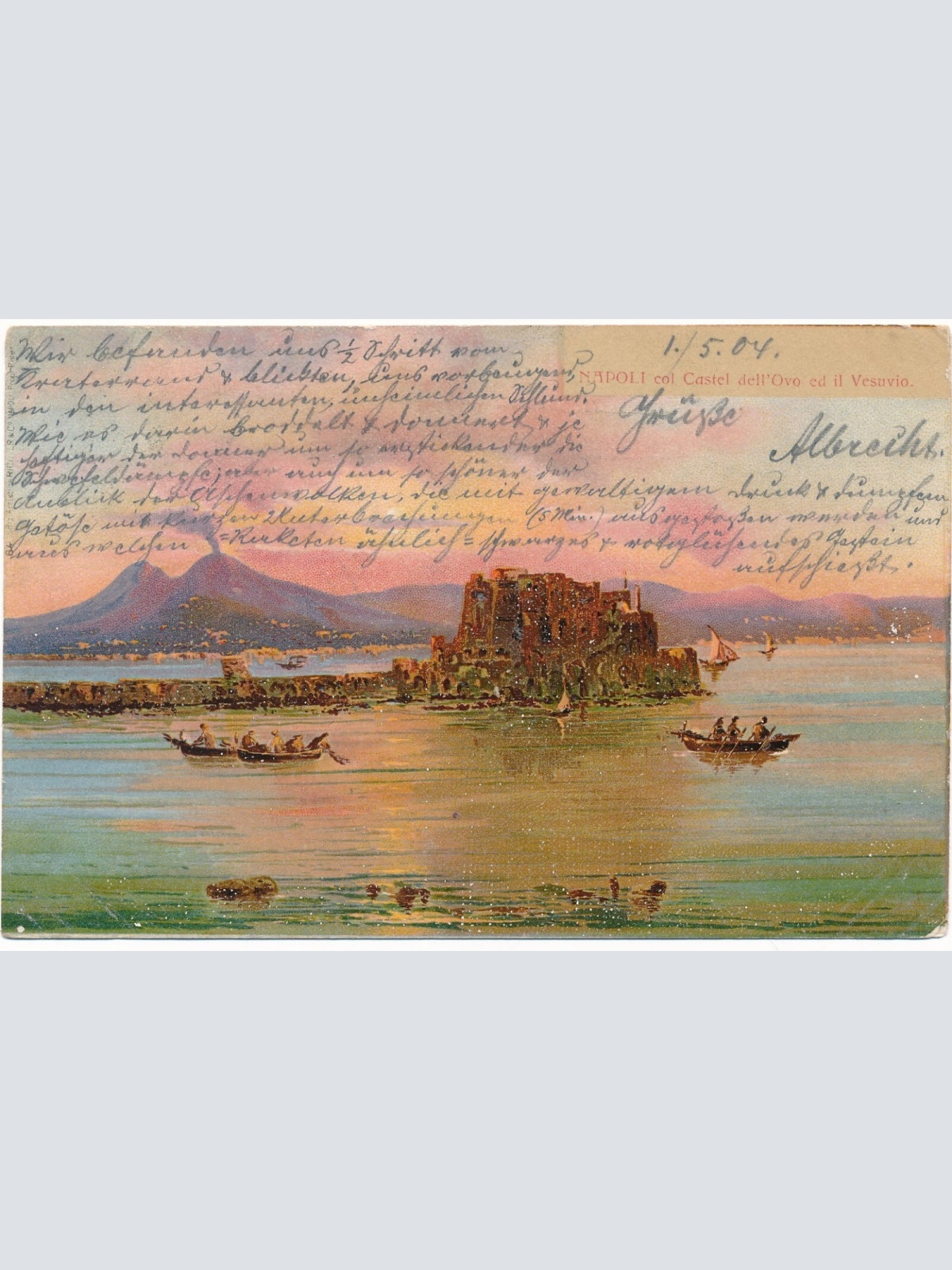 AK, Napoli, col Castel dell'Ovo ed il Vesuvio, Italien, Ansichtskarte (S4159)
