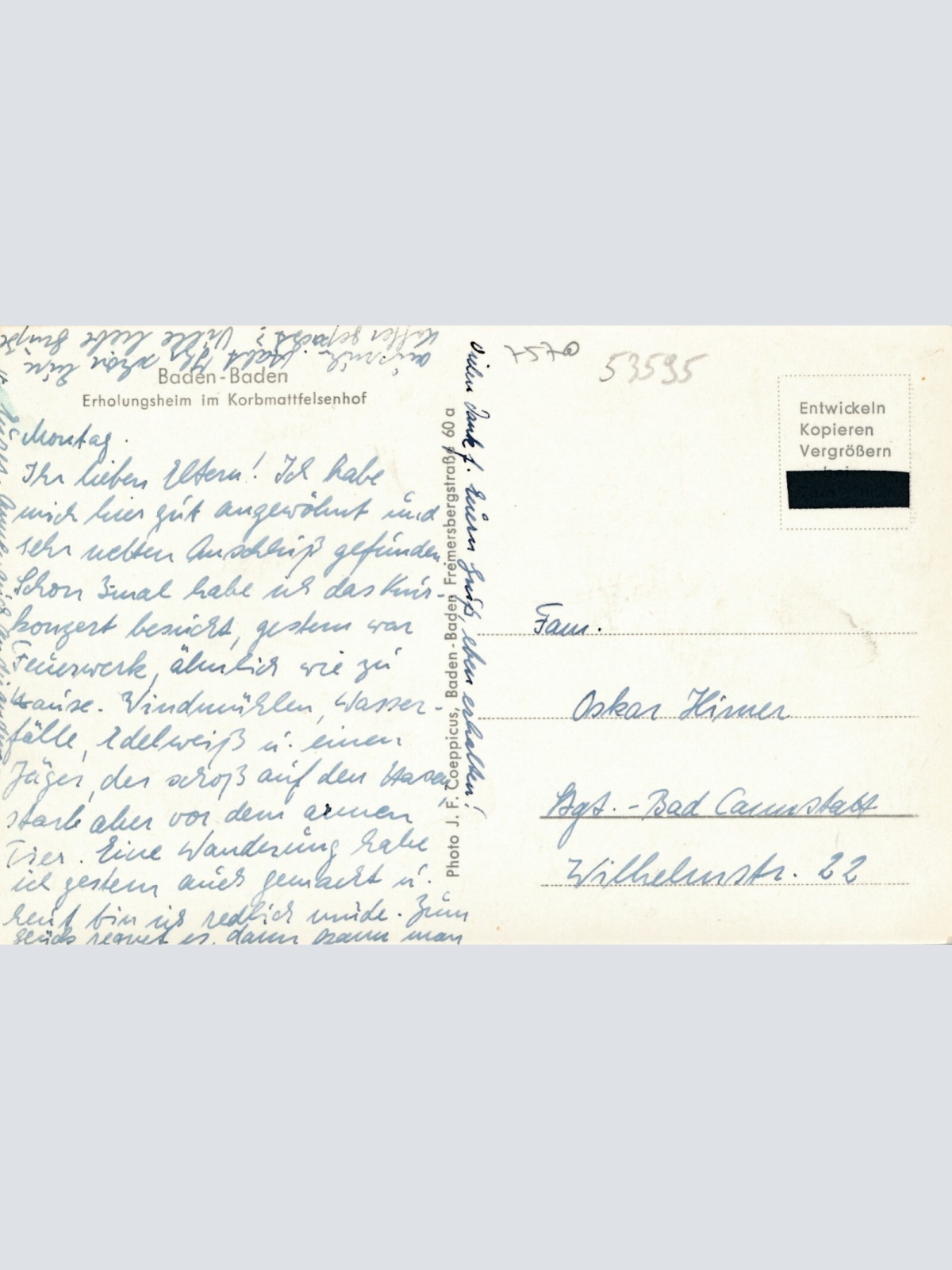 AK, Baden-Baden, Baden-Württemberg, Erholungsheim, Ansichtskarte (S4278)