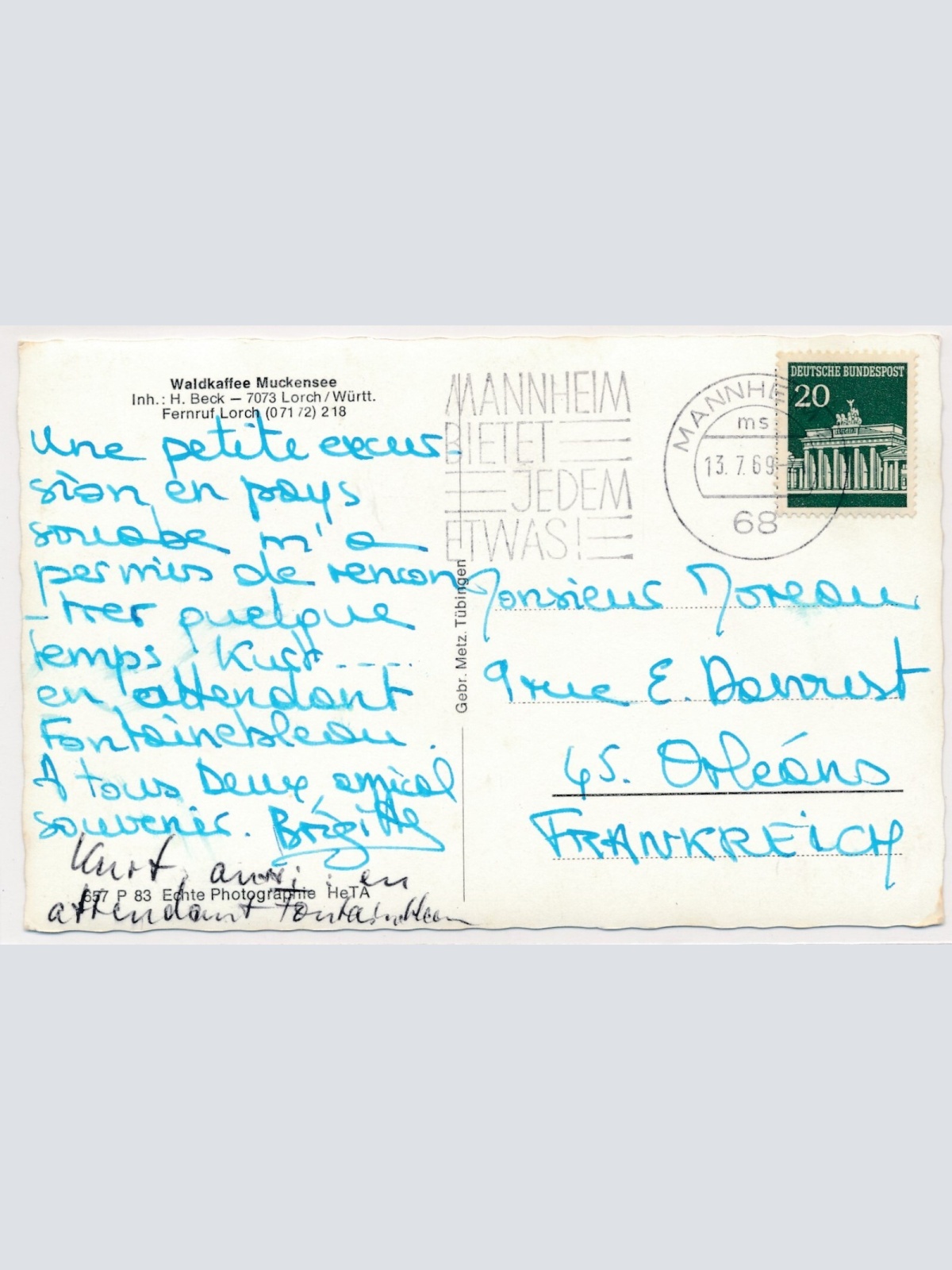 AK, Waldkaffee Muckensee, Lorch, Baden-Württemberg, Ansichtskarte (S4425)