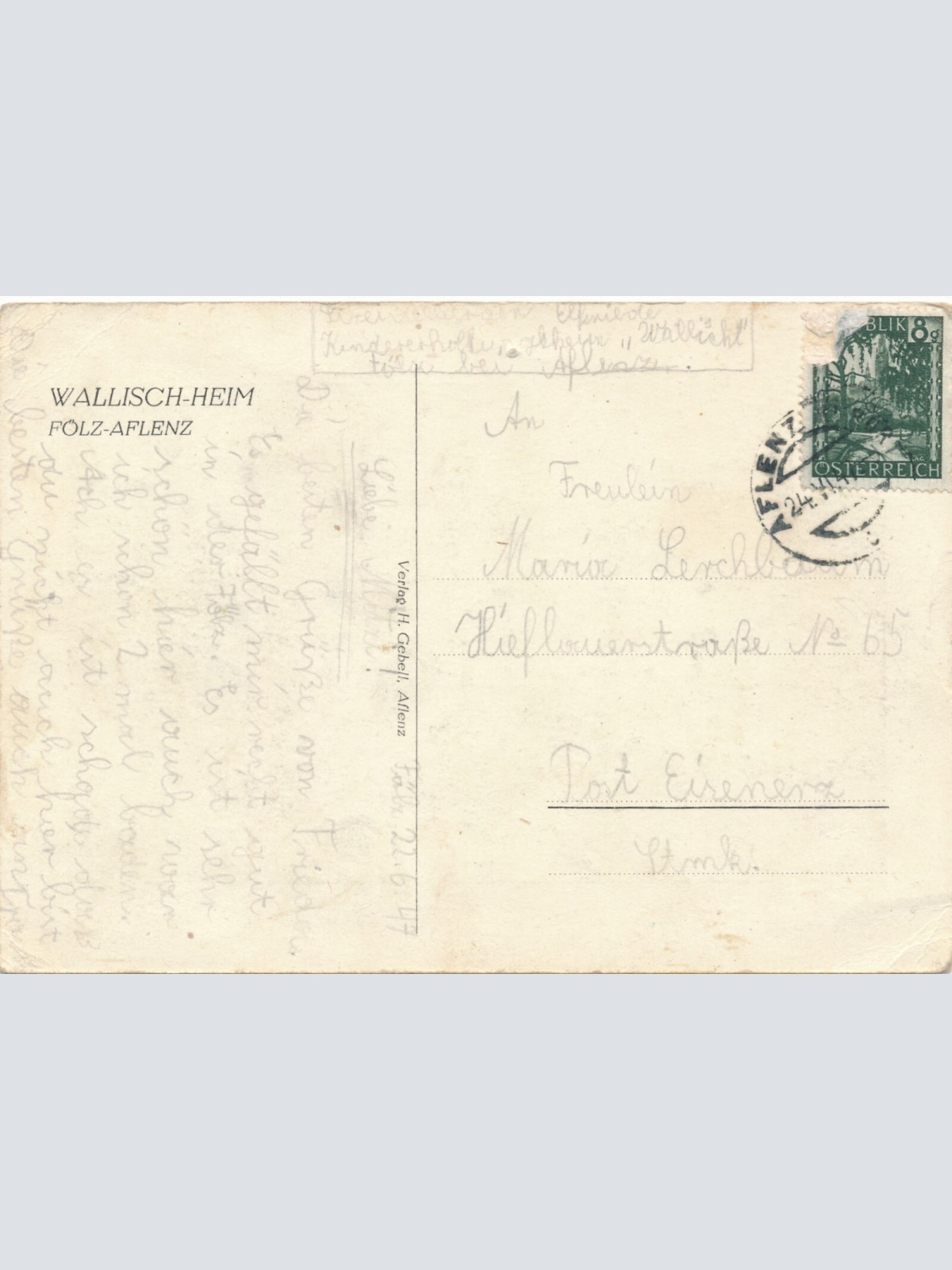 AK, Wallisch-Heim, Fölz-Aflenz, Steiermark, Ansichtskarte (S4528)