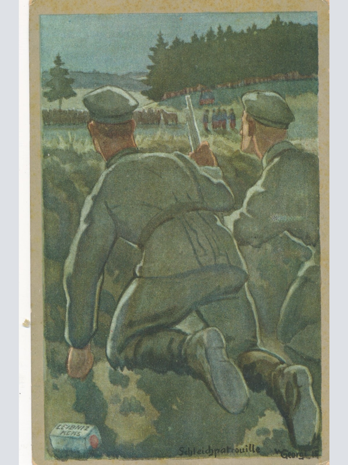 AK Schleichpatrouille mit Leibnitz Keks m. Feldpoststempel Ansichtskarte (13708)