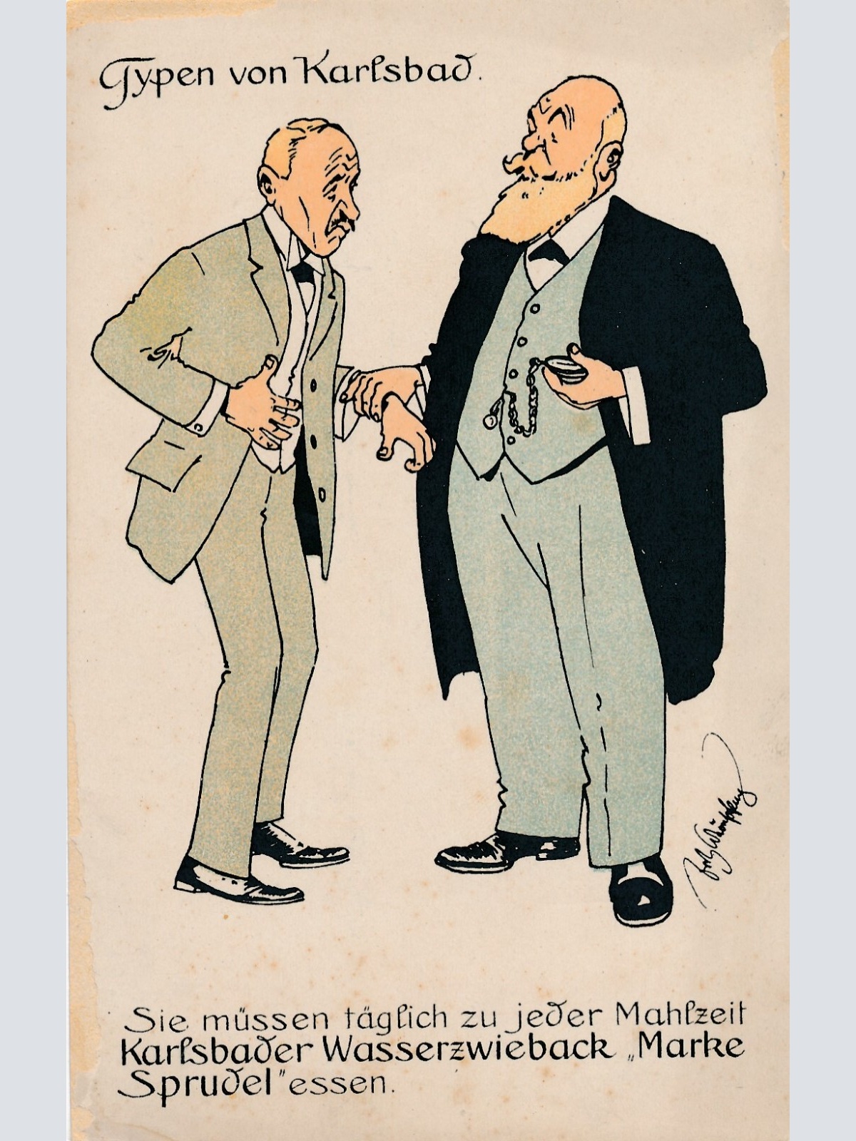 Motiv - Karte von Fritz Schönpflug Typen von Karlsbad Ansichtskarte (13691)