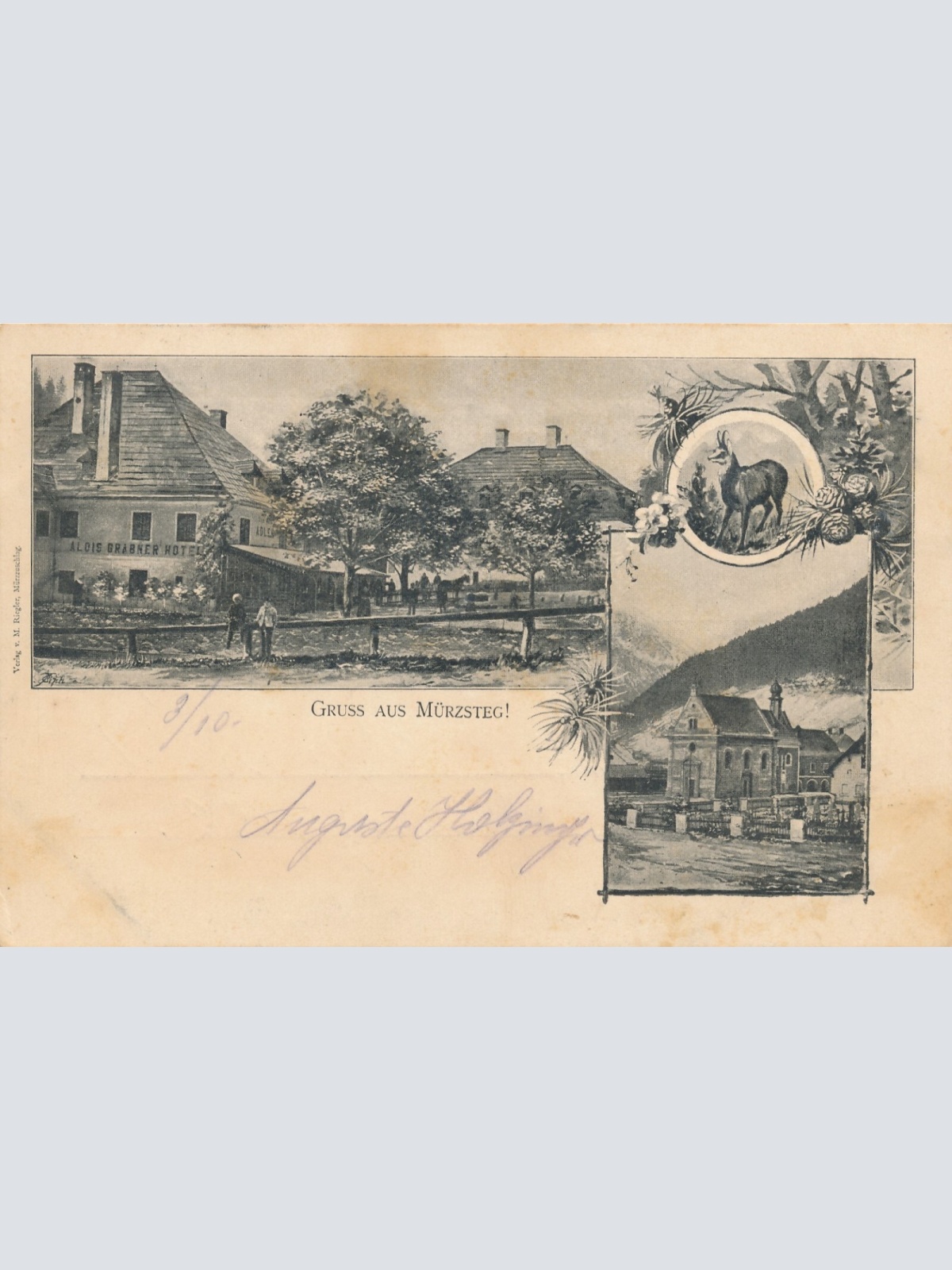 AK gruss aus Mürzsteg mit Alois Grabner Hotel Ansichtskarte (13758)