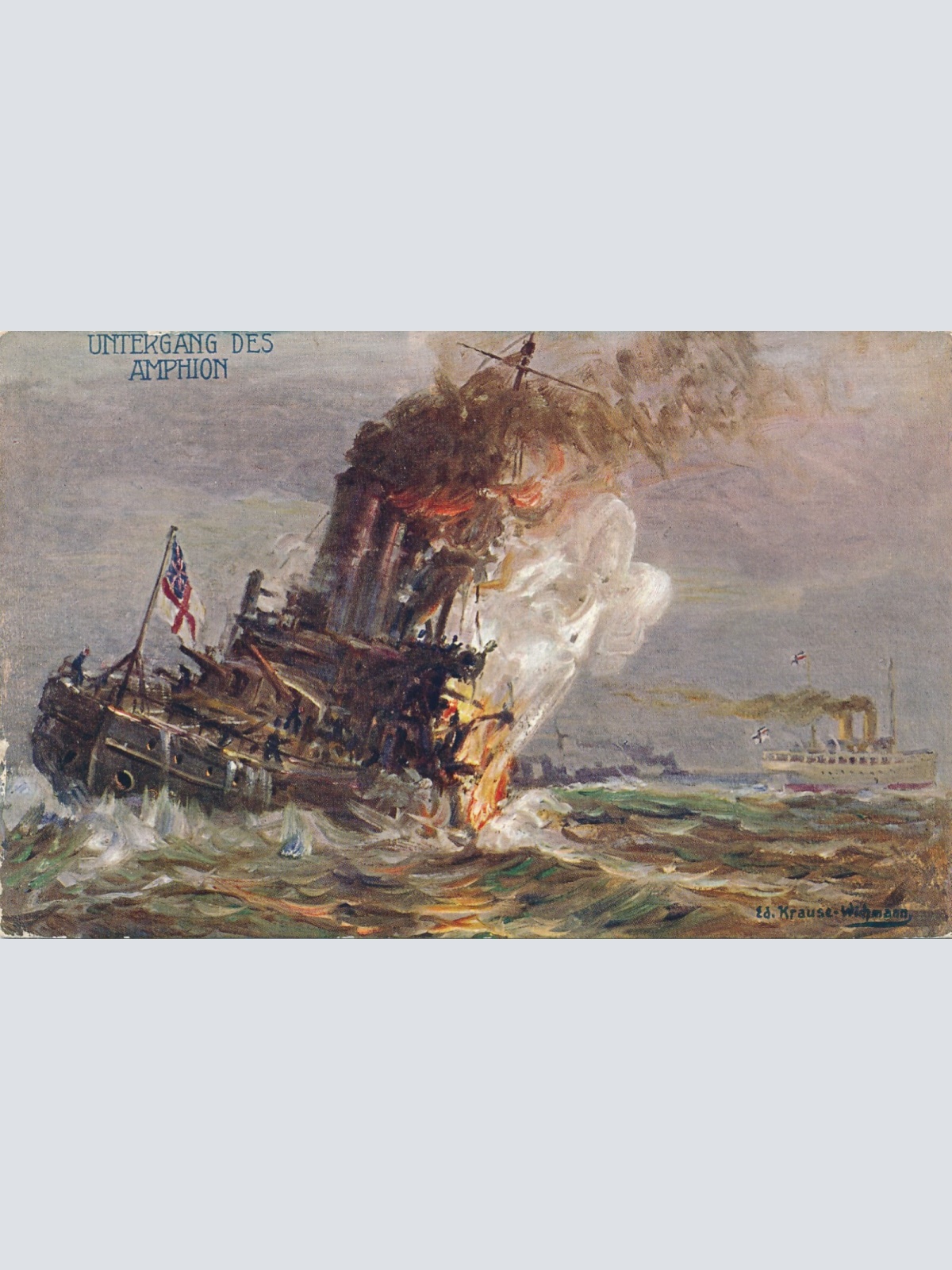 AK Untergang des Amphion Schlachtschiff Ansichtskarte (13901)