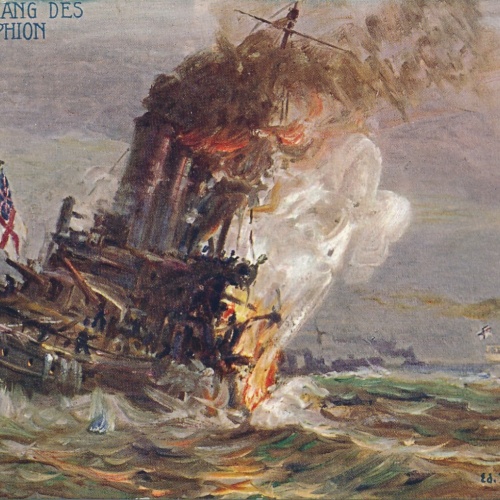 AK Untergang des Amphion Schlachtschiff Ansichtskarte (13901)